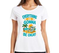 Everything is Gonna Be Okay - Maglietta da donna con scheletro, bianco, S