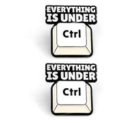 Everything Is Under CTRL - Set di 2 spille per tastiera, a tema IT/Mac/PC, 3 x 2,5 cm, colore: bianco e nero