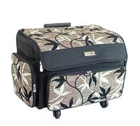 Everything Mary Custodia pieghevole deluxe per macchina da cucire a 4 ruote, nera, borsa da trasporto per Brother, Singer, Bianco e nero, moderno