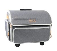Everything Mary XL 4 Wheel Collapsible Deluxe Sewing Machine Storage Case, Heather Grey - Rolling Trolley Carrying Bag Compatible with for Brother, Singer & Most Machines