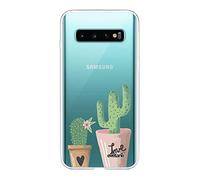 Evetane Cover compatibile con Samsung Galaxy S10 360 integrale Cover anteriore posteriore resistente alla fine protezione, resistente, trasparente Cactus Love, motivo alla moda