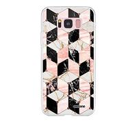 Evetane Cover compatibile con Samsung Galaxy S8 360 integrale Cover anteriore posteriore resistente alla fine protezione, resistente, trasparente, cubi marmi, motivo alla moda
