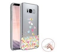 Evetane Cover compatibile con Samsung Galaxy S8 Plus 360 integrale Cover anteriore posteriore resistente alla fine protezione, resistente, trasparente, cuori pastelli, motivo alla moda