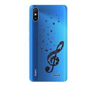 Evetane - Cover compatibile con Xiaomi Redmi 9A, in morbido silicone resistente, ultra resistente, sottile e trasparente, motivo: note musicali