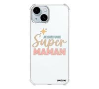 Evetane - Cover in silicone compatibile con iPhone 15 - Protezione morbida e rinforzata - Angoli antiurto - Sottile e trasparente - Cover posteriore - Io sono una super mamma