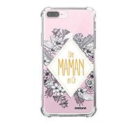 Evetane - Cover in silicone compatibile con iPhone 7 Plus / 8 Plus - Protezione morbida e rafforzata - Angoli antiurto - Sottile e trasparente - Cover posteriore - Una mamma in oro