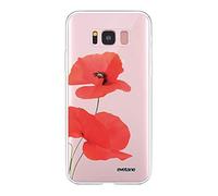 Evetane - Cover in silicone compatibile con Samsung Galaxy S8 - Protezione integrale 360, sottile e trasparente - Cover anteriore e posteriore - Alta resistenza - Papavero