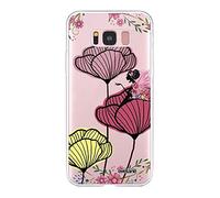 Evetane - Cover in silicone compatibile con Samsung Galaxy S8 - Protezione integrale 360, sottile e trasparente - Cover anteriore e posteriore - Alta resistenza - Papavero Colore
