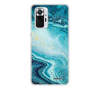 Evetane - Cover in silicone compatibile con Xiaomi Redmi Note 10 Pro - Protezione integrale 360, sottile e trasparente - Cover anteriore e posteriore - Alta Resistenza - Blu perlato Marmo