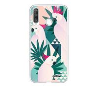 Evetane - Cover per Huawei P30 Lite, morbida in silicone resistente, ultra resistente, sottile e trasparente, motivo: pappagalli geometrici