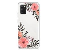 Evetane Cover protettiva per Samsung Galaxy A02S 360, completa, resistente, sottile, trasparente, motivo: fiori rosa