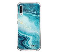 Evetane Custodia compatibile con Samsung Galaxy A50 angoli in silicone antiurto solida protezione completa resistente trasparente blu perla marmo modello scrittura moda