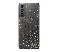 Evetane Custodia compatibile con Samsung Galaxy S21 5G in morbido silicone solido ultra resistente sottile custodia protettiva trasparente stella polvere design