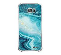 Evetane Custodia compatibile con Samsung Galaxy S7 Silicone Bumper Angoli Solida Protezione Completa Resistente Blu Perla Marmo Motivo Scrittura Trendy