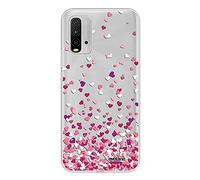 Evetane Custodia compatibile con Xiaomi Redmi 9T Silicone Morbido Solido Ultra Resistente Sottile Custodia Protettiva Cover Trasparente Cuore Confetti Design