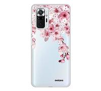 Evetane Custodia compatibile con Xiaomi Redmi Note 10 Pro 360, completa, cover posteriore resistente, sottile, trasparente, motivo: ciliegio