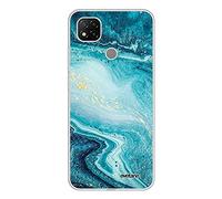 Evetane - Custodia in silicone compatibile con Xiaomi Redmi 9C - Protezione integrale 360, fine e trasparente - Cover anteriore e posteriore - Alta resistenza - Blu perlato marmo