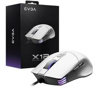 EVGA Mouse da gioco X12, 8k, cablato, bianco, personalizzabile, doppio sensore, 16.000 DPI, 5 profili, 8 pulsanti, peso leggero ambidestro, RGB, 905-W1-12WH-KR