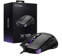 EVGA Mouse da gioco X12, 8k, cablato, nero, personalizzabile, doppio sensore, 16.000 DPI, 5 profili, 8 pulsanti, peso leggero ambidestro, RGB, 905-W1-12BK-K3