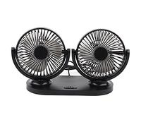 EVGATSAUTO Ventola di raffreddamento per auto 12V, Ventola per auto a doppia testa Condizionatore d'aria portatile USB, Cruscotto di ventilazione oscillante che si collega all'accendisigari(Nero)