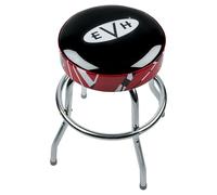 EVH Logo Barstool con Finiture a Strisce, Sgabello da Bar 24" | Sgabello alto cucina 60 cm, design rock vintage, logo EVH Eddie Van Halen, poggiapiedi, schienale, stile americano