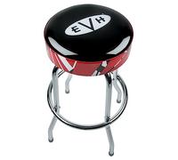 EVH Sgabello, Ideale per i giocatori e fan di Chitarra, Ecopelle Nera Lucida con Logo EVH, Imbottito in Schiuma, con Bordo a Righe, 30", Nero e Rosso