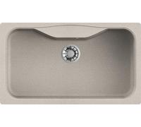 Evhoc Lavello Cucina Sopratop 1 Vasca 86,3 x 50,3 cm, Lavandino in Kuarzite Vasca Unica Effetto Granito, Piletta e Sifoni Inclusi, Made in Italy, Avena, TONDO L