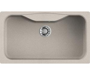 Evhoc Lavello Cucina Sopratop 1 Vasca 86,3 x 50,3 cm, Lavandino in Kuarzite Vasca Unica Effetto Granito, Piletta e Sifoni Inclusi, Made in Italy, Avena, TONDO L