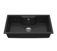 EVHOC Lavello Da Cucina Sopratop 1 Vasca 86x50 cm, Nero, TONDO L
