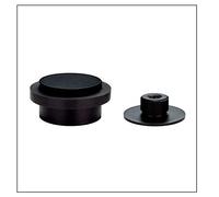EVI Herrajes | Fermaporta Adesivo | 45 x 20 mm | Base filettata | Gomma Nera | Acciaio Inox | Laccato Nero | Compresi vite + tassello di fissaggio | Mod. I-203/35X19-DUAL-NG