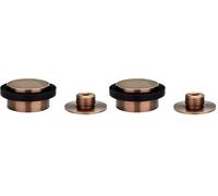 EVI Herrajes | Fermaporta Adesivo | 45 x 20 mm | Base filettata | Gomma Nera | Ottone | Finitura pelle invecchiata | Compresi utensile, vite + tassello di fissaggio | Mod. I-203/35X19-DUAL-CU