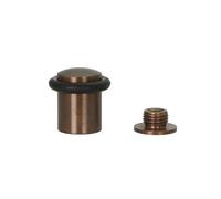 EVI Herrajes | Fermaporta - Base Filettata| Ø20 x 29 mm |Ottone Finitura Rustica con Gomma Nera di Silicone Naturale | Compresi utensile, Vite + Tassello di Fissaggio| I-108