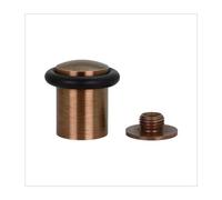 EVI Herrajes |Fermaporta - Base Filettata| Ø24 x 35 mm |Ottone Finitura Pelle con Gomma Nera di Silicone Naturale | Compresi utensile, Vite + Tassello di Fissaggio| I-108