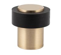 EVI Herrajes | Fermaporta - Base Filettata| Ø24 x 35 mm |Ottone Opaco con Gomma Nera di Silicone Naturale | Compresi utensile, vite + tassello di fissaggio| I-191