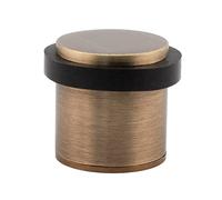 Fermaporta | 28 x 30 mm | Base filettata | Ottone | Include vite + tassello di fissaggio | EVI Hardware (Laton invecchiato - Gomma nera)