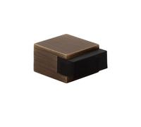 EVI Herrajes | Fermaporta da pavimento - Design quadrato | 20 x 14 mm | Ottone invecchiato - Gomma nera | Montaggio adesivo | I-197/14