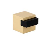 EVI Herrajes | Fermaporta da pavimento - Design quadrato | 20 x 20 mm | Ottone opaco - Gomma nera | Montaggio adesivo | I-197/20