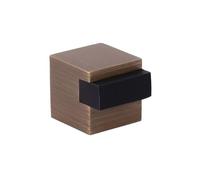 EVI Herrajes | Fermaporta da pavimento - Design quadrato | 20 x 20 mm | Ottone pelle - gomma nera | Montaggio adesivo | I-197/20