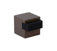 EVI Herrajes | Fermaporta da pavimento - Design quadrato | 20 x 20 mm | Ottone rustico - Gomma nera | Montaggio adesivo | I-197/20