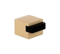 EVI Herrajes | Fermaporta da pavimento - design quadrato | 25 x 20 mm | Ottone opaco -gomma nera | montaggio adesivo | I-197/25