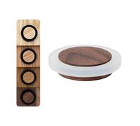 EVI Herrajes | Fermaporta in Legno | Legno di Noce con Gomma Bianca | Ø47x16mm | Installazione Adesiva | Ottimo per il parquet | Mod.20345X12