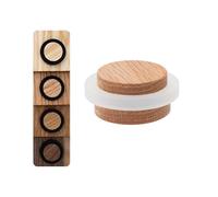 EVI Herrajes | Fermaporta in Legno | Legno di Quercia Rossa con Gomma Bianca | Ø37x22mm | Installazione Adesiva | Ottimo per il parquet | Mod.20335X19