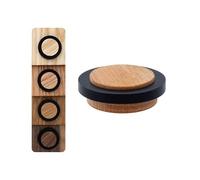 EVI Herrajes | Fermaporta in Legno | Legno di Quercia Rossa con Gomma Nera | Ø37x16mm | Installazione Adesiva | Ottimo per il parquet | Mod.20335X12