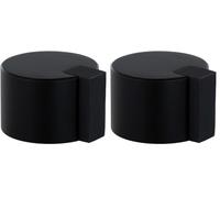 EVI Herrajes | Fermaporta nero adesivo | Ø28x20mm | Acciaio inossidabile con gomma protettiva | per interni ed esterni | protezione per porta | 04019328NG (Confezione da 2)