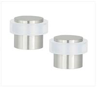 EVI Herrajes | Pack con 2 Fermaporte| Ø20 x 20 mm |Acciaio Inox Finitura Opaca con Gomma Bianca di Silicone Naturale | Compresi utensile, vite + tassello di fissaggio| I-157