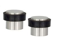 EVI Herrajes | Pack con 2 Fermaporte| Ø20 x 20 mm |Acciaio Inox Finitura Opaca con Gomma Nera di Silicone Naturale | Compresi utensile, vite + tassello di fissaggio| I-157