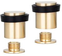EVI Herrajes | Pack con 2 Fermaporte| Ø20 x 25 mm |Ottone Opaco con Gomma Nera di Silicone Naturale | Compresi utensile, vite + tassello di fissaggio| I-180