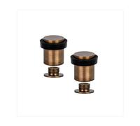 EVI Herrajes | Pack con 2 Fermaporte| Ø20 x 25 mm |Ottone Pelle con Gomma Nera di Silicone Naturale | Compresi utensile, vite + tassello di fissaggio| I-180