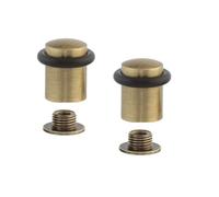 EVI Herrajes| Pack con 2 Fermaporte| 20 x 29,5 mm| Base filettata| Gomma Nera di Silicone Naturale| Ottone Finitura Pelle Invecchiata| Compresi utensile, vite + tassello di fissaggio| Mod. I-108