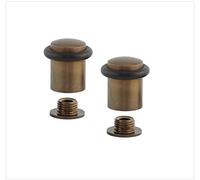 EVI Herrajes | Pack con 2 Fermaporte| Ø20 x 29 mm |Ottone Finitura Rustica con Gomma Nera di Silicone Naturale | Compresi utensile, vite + tassello di fissaggio| I-108